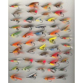 20 stk assorterede Laksefluer p dobbelt krog