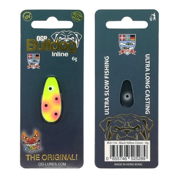 OGP Bulldog Inline 6g, Gennemlber Black/Yellow/Clown