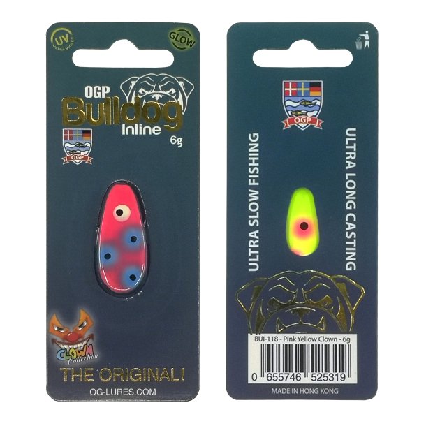 OGP Bulldog Inline 6g, Gennemlber Pink/Yellow/Clown