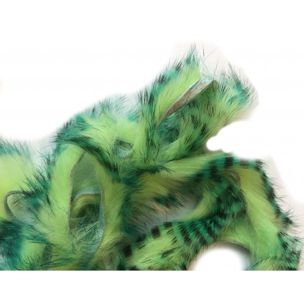 TheFlyCo Tiger Barred Rabbit Strips Tiger Barred Rabbit Strips Mahi Green / Black over Chartreuse