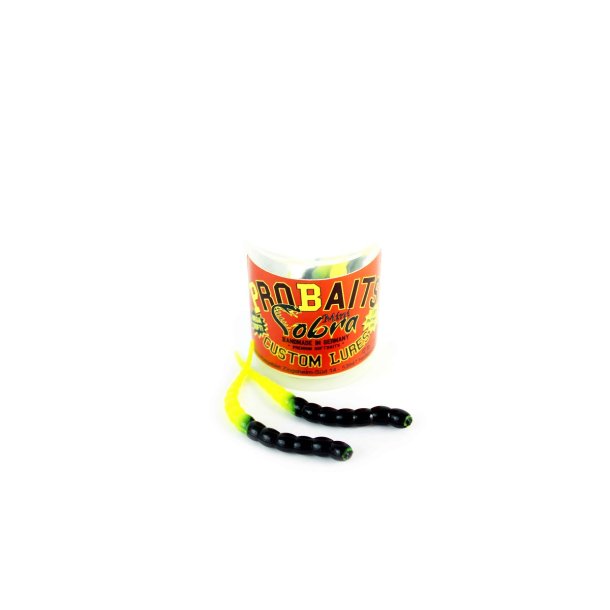 ProBaits Cobra Mini  - 6,5 cm 12 stk Gummidyr Black/UV Yellow