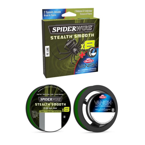 Spiderwire Stealth Smooth 8 Braid Green 150m + Vanish Flourocarbon