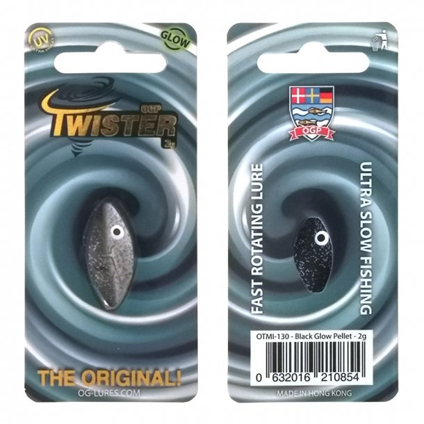 OGP Twister 2g Gennemlber. Black Glow Pellet