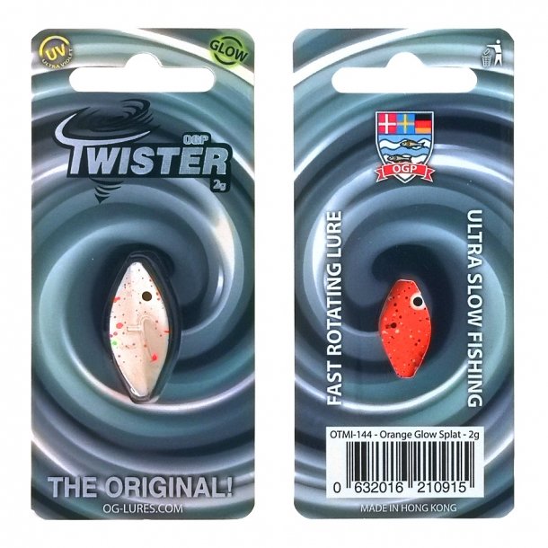 OGP Twister 2g Gennemlber. Orange White (Glow) Splat