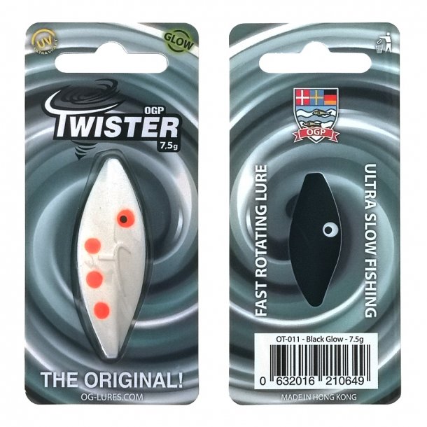 OGP Twister 7,5g Gennemlber Black/White Glow