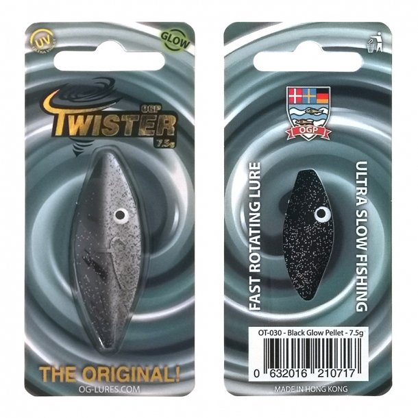 OGP Twister 7,5g Gennemlber Black Glow Pellet