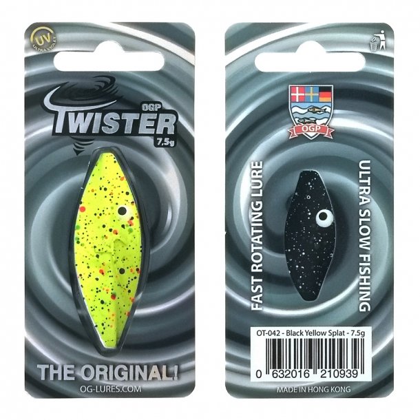 OGP Twister 7,5g Gennemlber Black Yellow Splat