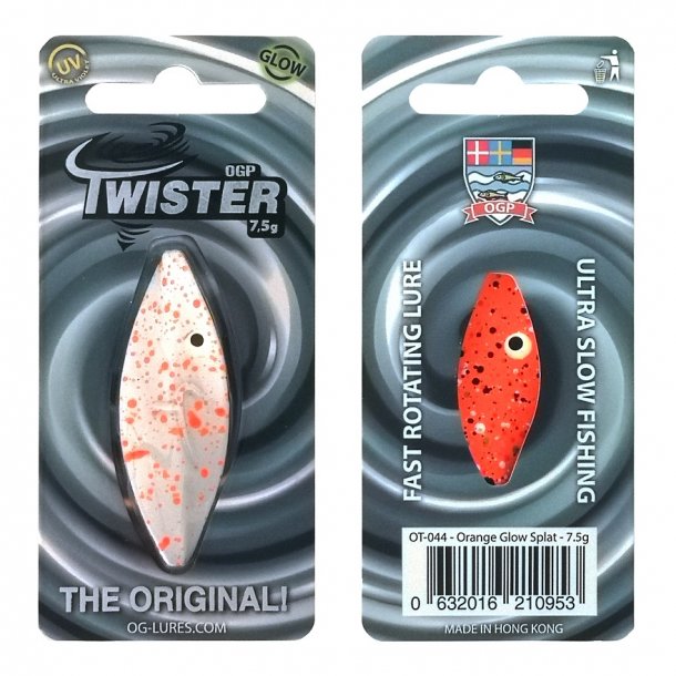 OGP Twister 7,5g Gennemlber Orange White (Glow) Splat