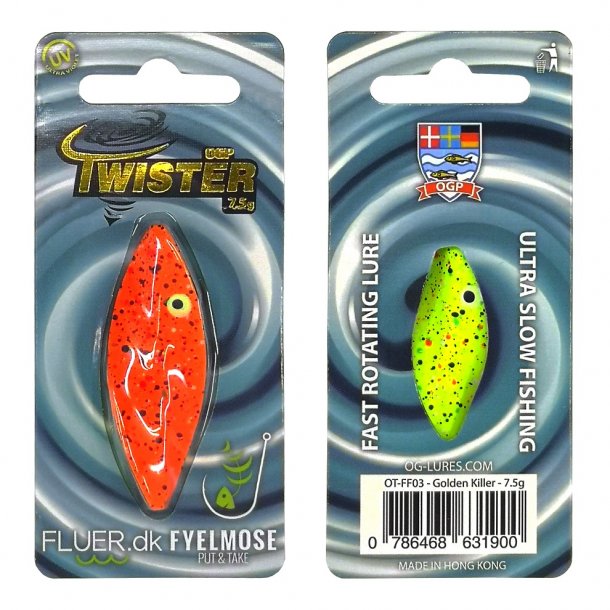 OGP Twister 7,5g FLUER.DK CUSTOM FARVER Golden Killer
