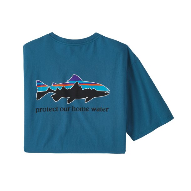 Patagonia Men's Home Water Trout Organic T-Shirt Wavy Blue