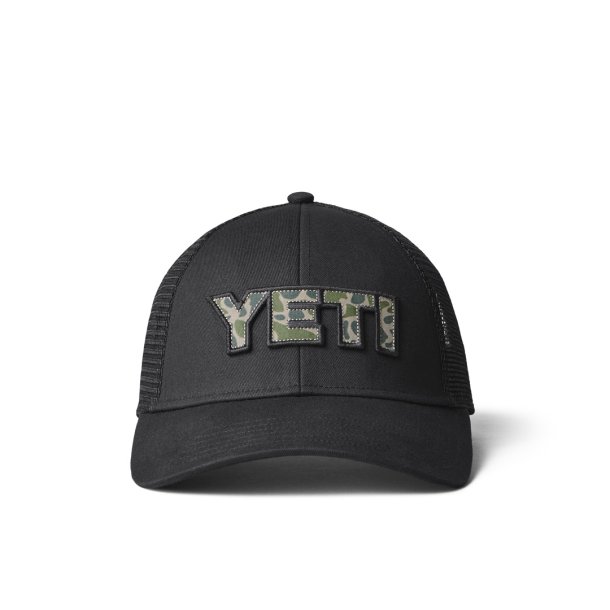 YETI Camo Logo Badge Trucker Hat Black