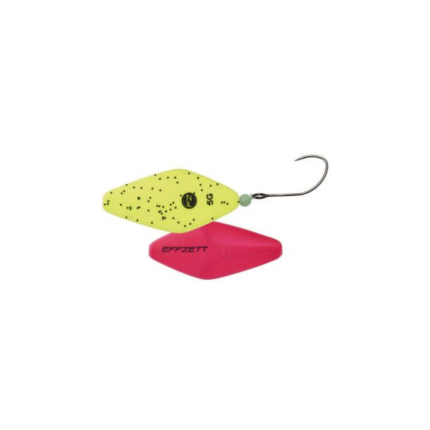 DAM Effzett Pro Trout Inline Spoon 2,8g Gennemlber Yellow/Black Flake UV