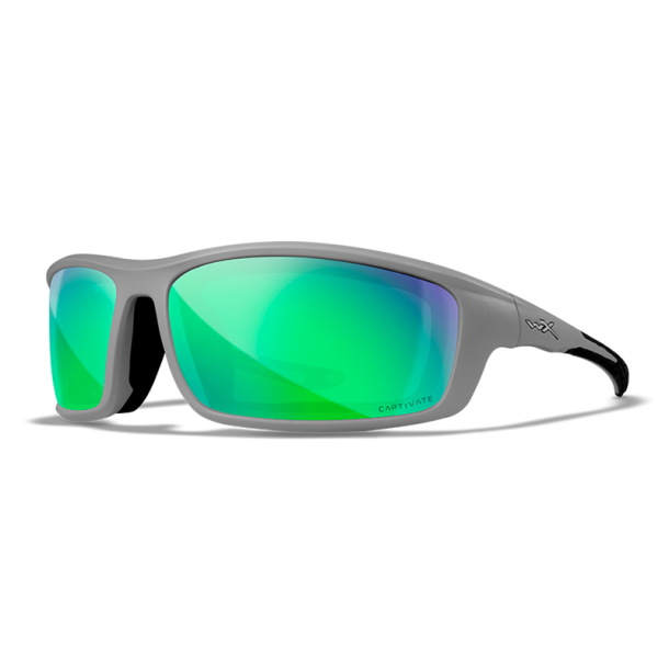 Wiley-X WX GRID Captivate Green Mirror Cool Grey Frame